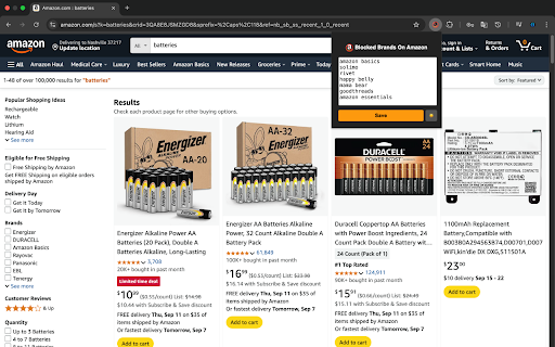 Hide Amazon Brands :: Hide Amazon-owned brands when browsing.