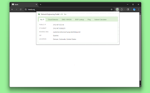 Network Engineer Toolkit :: Network Engineer Toolkit: Public IP, Cloud Detector, DNS / WHOIS, BGP Lookup, and Subnet Calculator