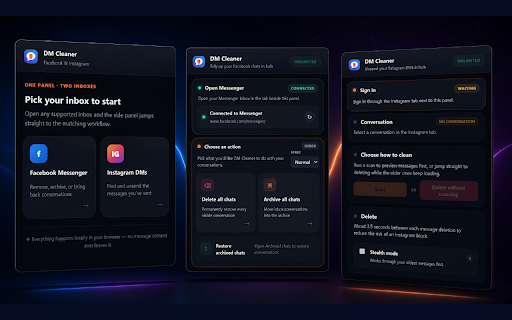 DM Cleaner - Facebook & Instagram :: Bulk clean your social media DMs safely and easily.