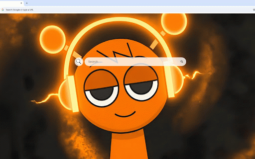 Incredibox Sprunki Oren Black Live Wallpaper :: Orange cartoon character with glowing headphones and half-closed eyes on dark backdrop.