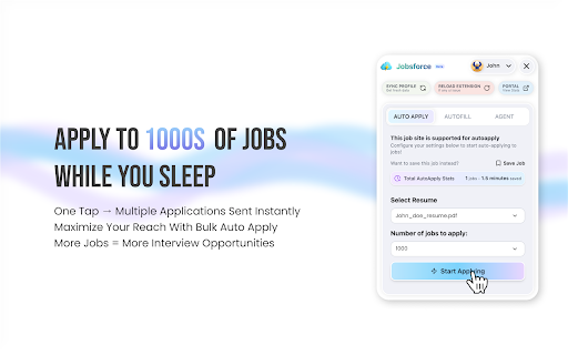 Jobsforce - AI Job Application Assistant :: AI-powered browser extension that helps you apply to jobs faster with resume matching, keyword analysis, and auto-fill capabilities.