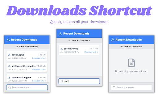 Downloads Shortcut :: A simple extension to view all downloads in one place.