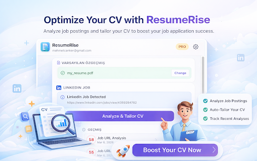ResumeRise: Job-Tailored CVs :: Instantly analyze LinkedIn job postings against your CV and generate tailored resumes.