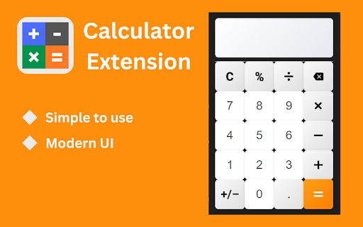 Calculator Extension :: A simple and intuitive calculator extension for quick calculations, opens on the page.