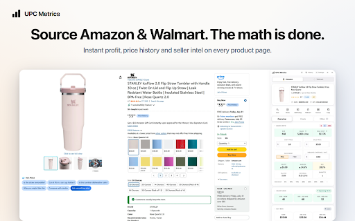 UPC Metrics — Amazon & Walmart Sourcing :: Amazon + Walmart sourcing analysis: profit calc, price history, BSR tracking, seller intelligence, UPC cross-matching.