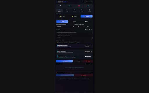 AI Flow for Meta.ai - Automator & Downloader :: Bulk generate, scrape and download images & videos from Meta AI. Watermark-free canvas extraction and queue automation.