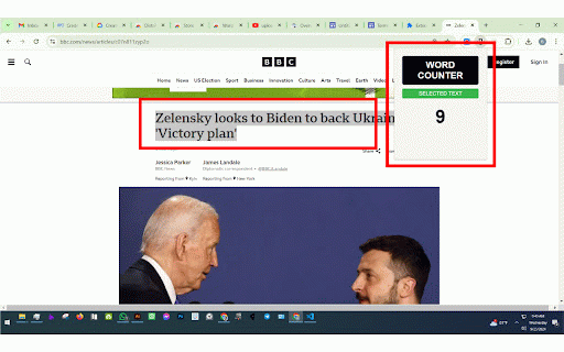 Word Counter :: Displays word counts for selected text on any webpage.