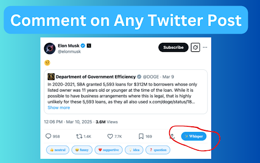 Comment Whisper - AI Comment Generator for Twitter (X) & LinkedIn :: Generate thoughtful AI-powered comments for Twitter (X) and LinkedIn posts. Engage authentically with one click.