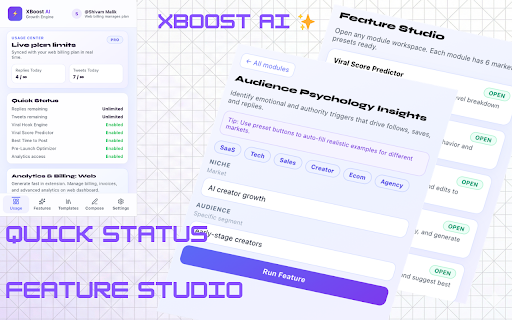 XBoost AI - Twitter Growth System :: AI-powered Twitter growth with gamification, analytics, and smart reply generation.