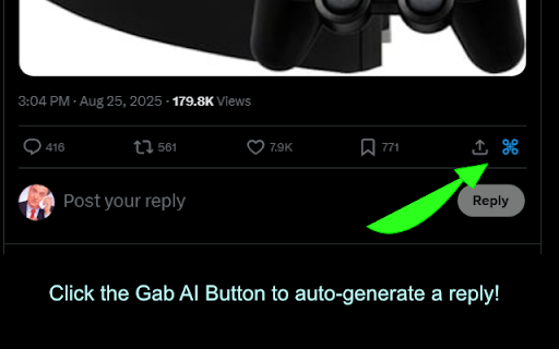 Gab AI :: Generate AI responses X (Twitter) posts using Gab AI
