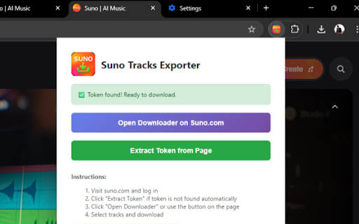 Suno Tracks Exporter :: Quickly export your Suno tracks from each workspace as MP3 or WAV files with metadata
