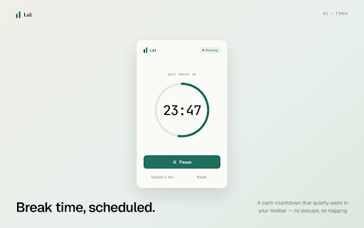 Lull :: Calm break reminders and guided micro-exercises.