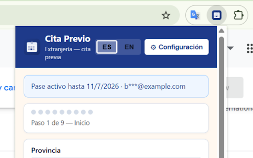 Cita Previo :: Guided assistant for ICP Plus Toma de huellas (all provinces). Beta: activate with pass codes from the store listing.