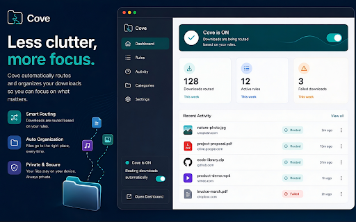 Cove — Download Router :: Route your downloads from any website to the right folder, automatically. Keep your Downloads folder organized.