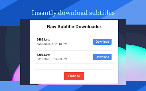 Raw Subtitle Downloader :: Detects and provides download links for subtitle files