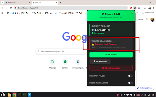 Privacy Shield - IP Manager :: Protect your privacy with IP leak detection, WebRTC blocking, and cookie management