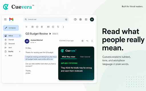 Cuevera: ADHD, Autism & Neurodivergent Workplace Reading Assistant :: Workplace communication assistant for neurodivergent adults: understand subtext and check how your own messages may come across.