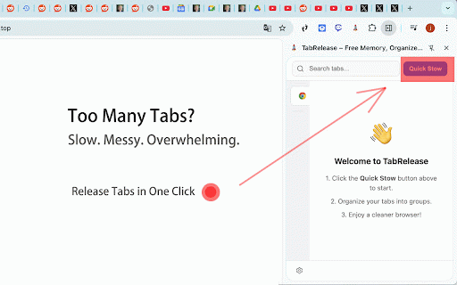 TabRelease – Free Memory, Organize Tabs :: Clean up your tabs into a side panel and free up memory.