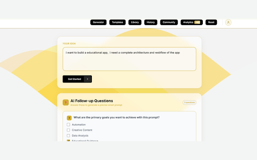 Smart Prompt Generator :: Enhance, score, and save AI prompts from any page using your Smart Prompt Generator account.