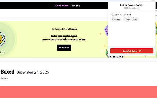 Letter Boxed Solver Helper :: Get today's Letter Boxed answers instantly.