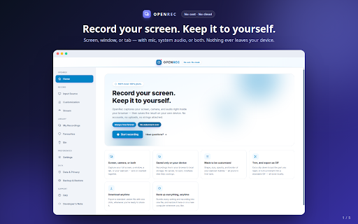 OpenRec - Free Screen Recorder (No Watermark & Time Limit) :: Free recorder for calls, tutorial & reaction vid's. 16:9 & 9:16 modes, mic/system audio, webcam overlay, trim, GIF export.
