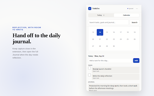 TodoZen — Tasks & Journal :: Keep TodoZen open beside your current tab for tasks, goals, habits, and journal.