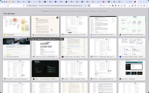 Tabs Exposé :: macOS Expose-style tab overview for Chrome and Brave