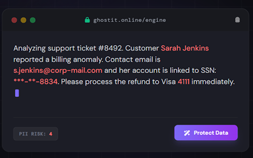 Ghostit - AI Privacy Anonymizer :: Anonymize PII and corporate data locally before using LLM prompts.