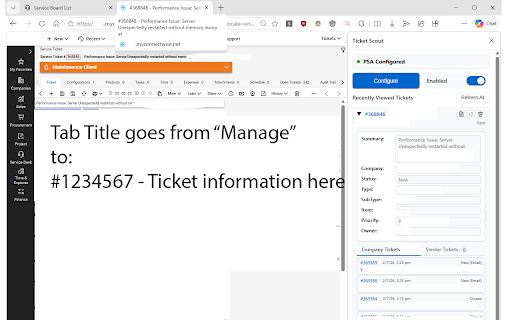 ConnectWise Utilities (Tab Updater & Middle Click) :: Middle-Click/Ctrl+Click to open Tickets, Configs, Opportunities, Contacts, & Companies. Also Updates Ticket Tab Title.