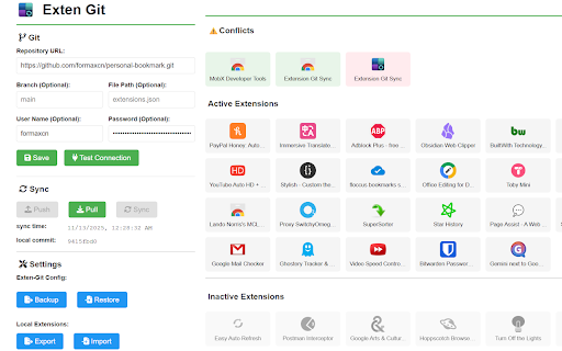 Exten Git :: Sync your Chrome extensions with a Git repository