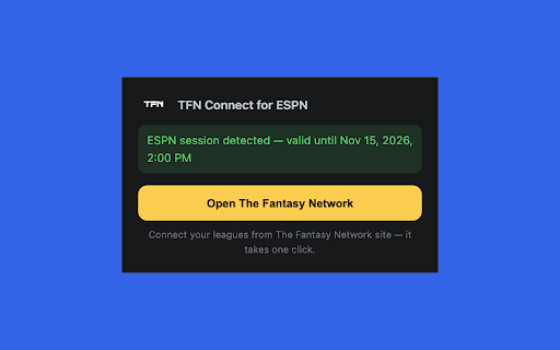 TFN Connect for ESPN :: Link your ESPN fantasy leagues to The Fantasy Network in one click — no passwords shared.