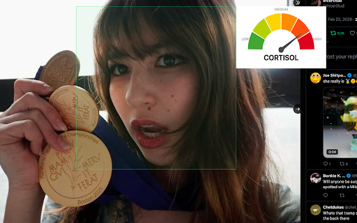 Cortisol Maxxer :: Detects the most visible tweet on your feed and shows a fun cortisol stress gauge overlay