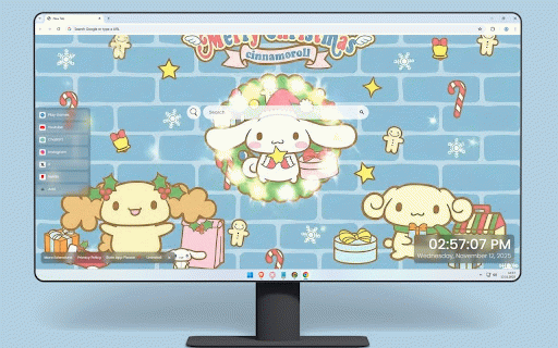 Cinnamoroll Christmas Live Wallpaper :: Adorable Cinnamoroll with festive friends celebrating Christmas surrounded by gifts and candy canes.