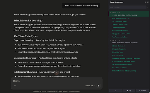 TOC for ChatAI :: Resizable TOC sidebar + full-width left-aligned layout for ChatGPT, Gemini & Claude.ai. Navigate long AI chats instantly.