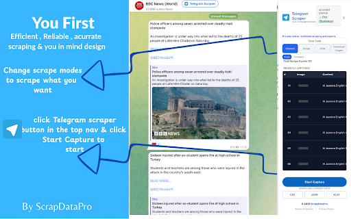 Telegram Scraper : Export posts, members , and channels :: Telegram Scraper : All in one scraper , export posts , export group members, comments , channel followers and more to csv