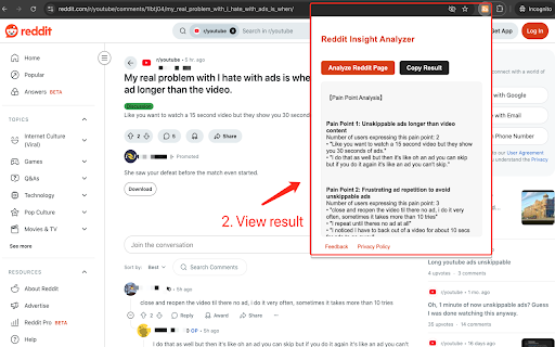 Reddit AI Insights :: Reddit AI Insights is a lightweight Chrome extension that helps product managers, UX researchers, indie hackers, and founders…