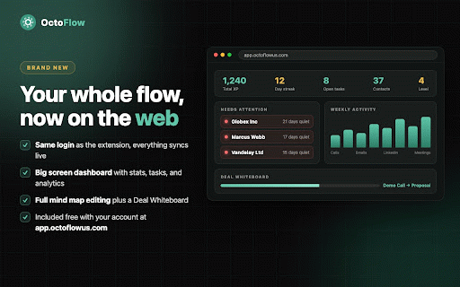 OctoFlow :: Stay connected to the people that matter. Log any outreach in one click, stay top of mind, and keep your network healthy.