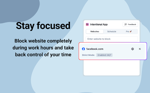 Intentional - Block Distracting Websites :: Block distracting websites and set schedules to stay focused. Take control of your browsing habits and boost your productivity.