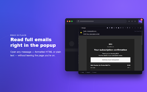 Mail Checker for Proton Mail :: Read, write and manage Proton Mail without opening a tab. Attachments, calendar RSVP, notifications, multi-account.