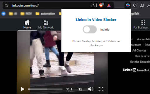 LinkedIn Video Blocker :: Blockiert Videoposts auf LinkedIn mit einem Knopfdruck