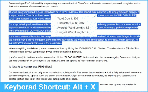 Word Counter Plus :: Real-time word and character counter extension. Tooltip, panel, and Alt+X popup support.