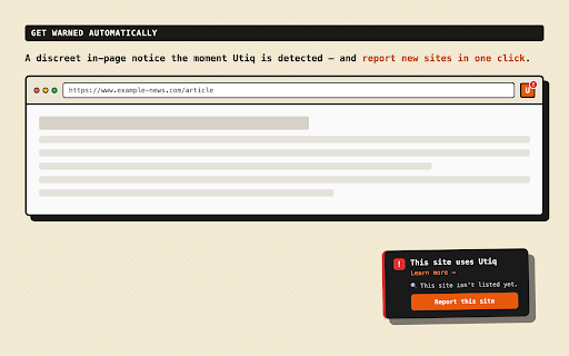 Utiq Detector :: Detects whether a website uses Utiq, the telco advertising tracker, and warns you.