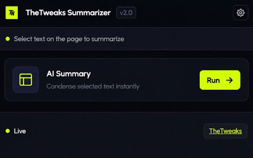 TheTweaks Summarizer :: Summarize selected content using AI
