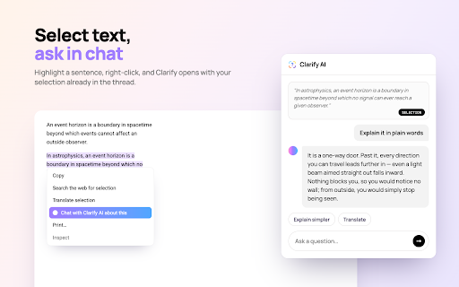 Clarify AI: Screen answers :: Screenshot a region of any page and ask AI about it.
