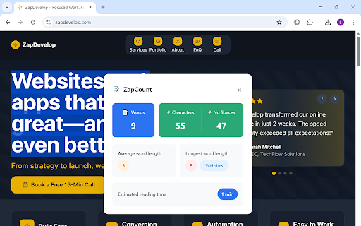 ZapCount :: Quick word and character counter for selected text