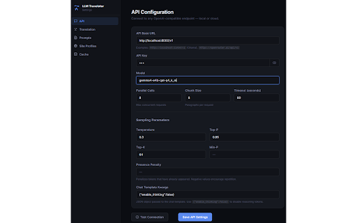 LLM Page Translator :: Translate webpages using any OpenAI-compatible API. Supports local models and cloud providers.