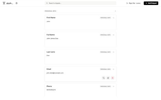 glyph :: Save, organize, and access your most-used text snippets, links, and answers instantly. Quick-fill your job applications with Glyph.