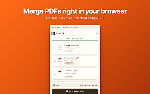 Join PDF — Merge & Combine PDF :: Use Join PDF to merge PDF files and combine PDF into one — merge documents, reorder pages, no uploads, offline.