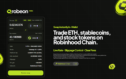 Robeon Wallet :: Non-custodial wallet for Robinhood Chain