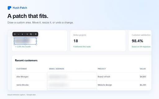 Hush Patch :: Point at anything on a page and cover it, so private details stay private while you share your screen.
